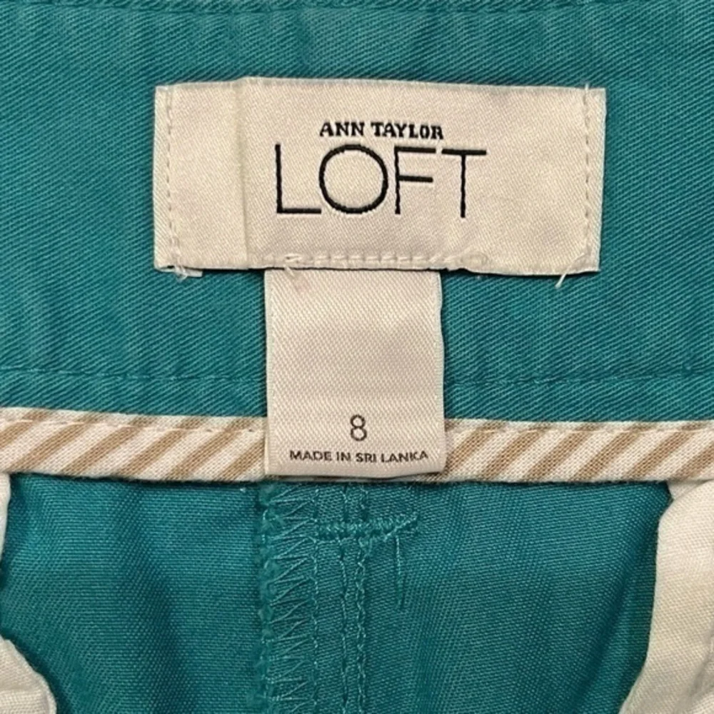 Ann‎ Taylor LOFT Womens Teal Green Chino Shorts Size 8 Mid Rise Cotton Twill